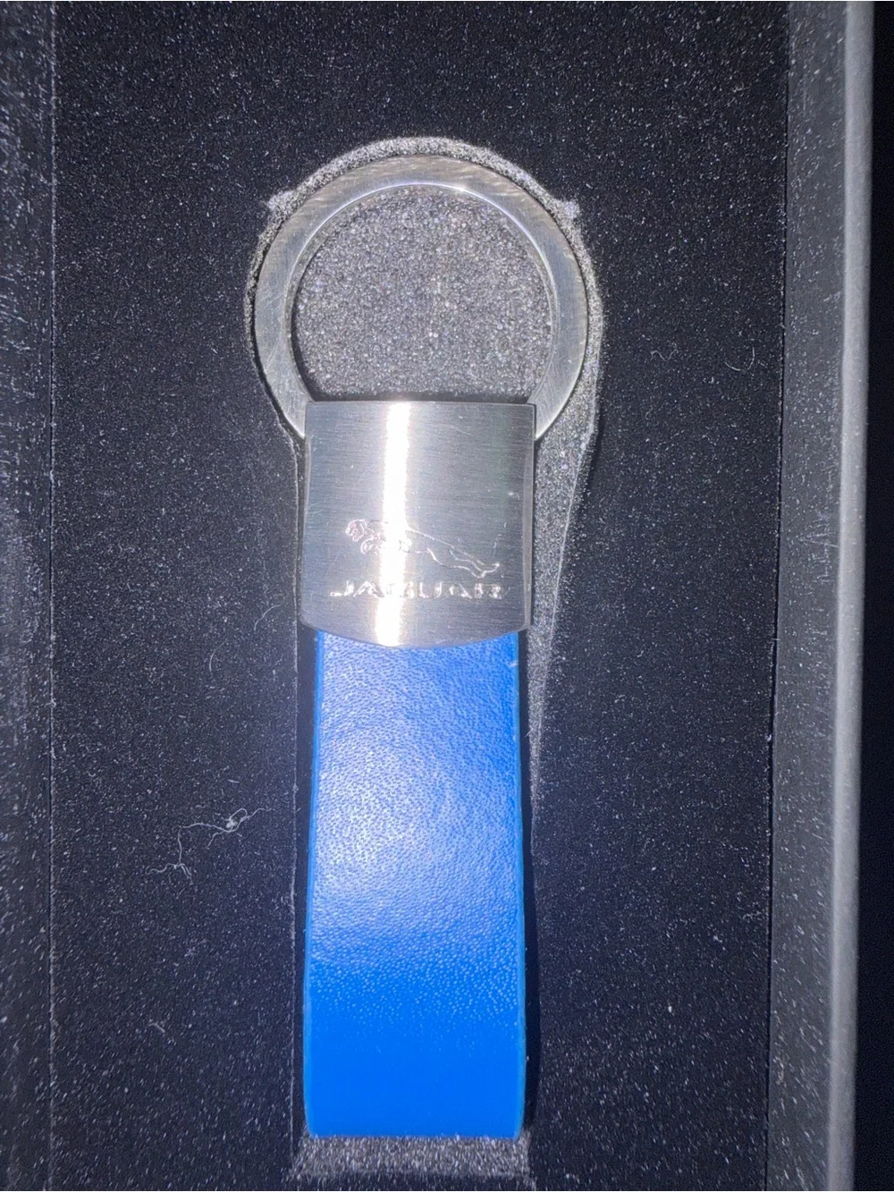 Jaguar Men's Blue Leather Loop Keyring
